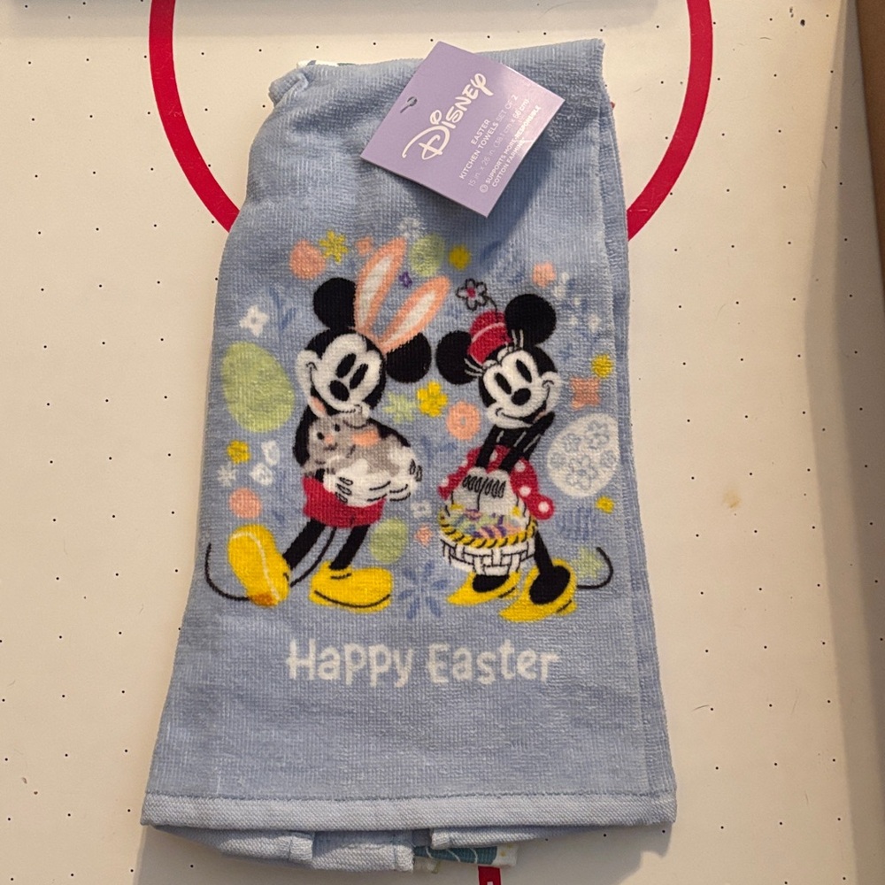 Disney Pastel Easter Towel with Floral and Egg Patterns